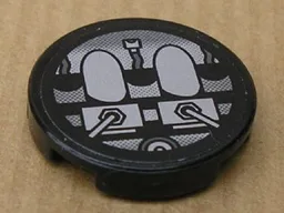 Tile, Round 2 x 2 with Gray and Black Machinery Pattern (Sticker) - Set 8634