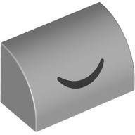 Lego Brick Curved 1 x 2 x 1 No Studs with Black Smile print / Light Bluish Gray