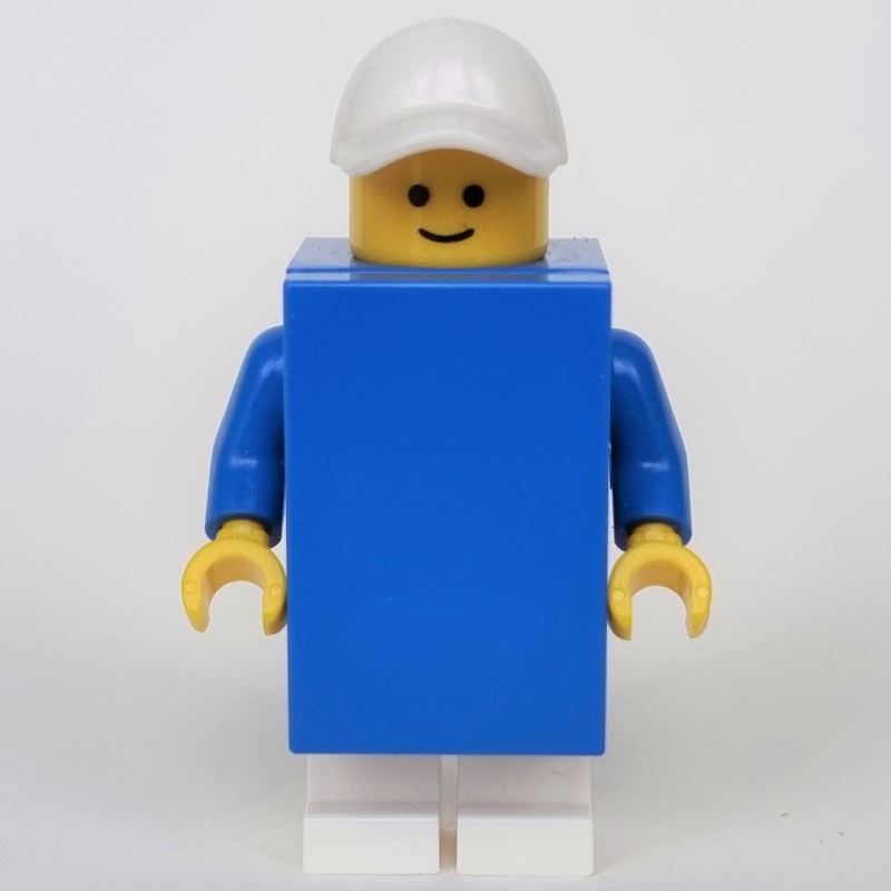 Lego Brick Suit Boy - Blue 2 x 3 Tile, White Cap