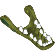 Lego Large Figure Head Crocodile Lower Jaw with Teeth Print / Olive Green
