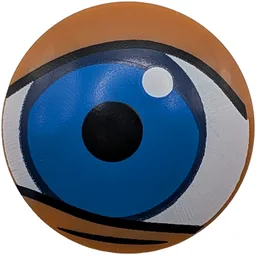 Plate, Round 2 x 2 with Rounded Bottom (Boat Stud) with with Blue and Dark Blue Eye, White Glint, Black Pupil and Eyelid Outline Pattern Model Left Side
