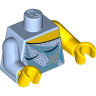 Lego Torso, Odd Arms, Ice Skating Costume with White Sequins and Star Print, Left Yellow Arm, Right Bright Light Blue Arm, Yellow Hands / Bright Light Blue