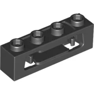 Launcher, Brick Special 1 x 4 with Inside Clips (Disk Shooter) with Recessed Center 2 Studs / Black
