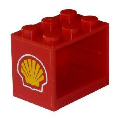 Lego Container, Cupboard 2 x 3 x 2 - Solid Studs with Shell Logo Pattern on Left Side (Sticker) - Set 1253-1
