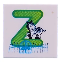 Tile 2 x 2 with Lime 'Z', Zebra Print / White