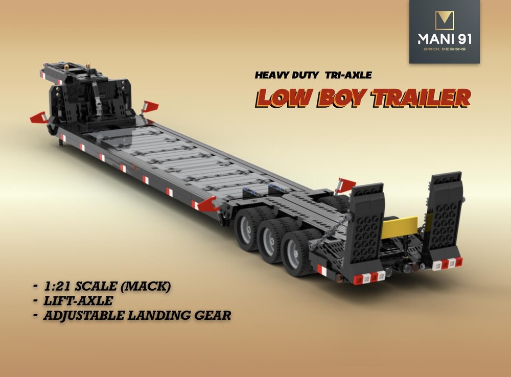 Lego Heavy Duty Tri-Axle Low Boy Trailer 1:21 Scale (Mack)