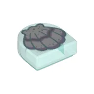 Tile Round 1 x 1 Half Circle with Purple and Lavender Clam Shell Print