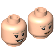 Lego Minifig Head Rachel Green, Dark Tan Eyebrows, Peach Lips, Smirk / Open Mouth Smile Print / Light Nougat