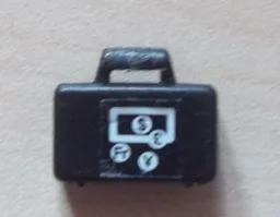 Minifigure, Utensil Briefcase with Currencies Pattern ($, £, Fr, ¥) on Both Sides (Stickers) - Set 4554