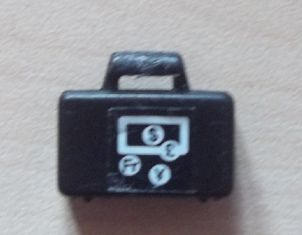 Lego Minifigure, Utensil Briefcase with Currencies Pattern ($, £, Fr, ¥) on Both Sides (Stickers) - Set 4554