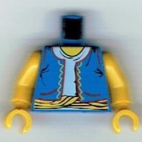 Lego Torso Vest, Light Blue Shirt, Yellow Rope Belt Print, Yellow Arms and Hands / Blue