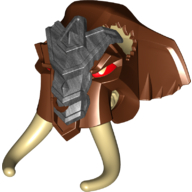 Lego Large Figure Head Mammoth with Red Eyes Print / Reddish Brown