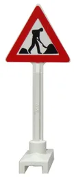 Road Sign Triangle with Roadworks Print - 2 Dirt Piles - Thin Worker