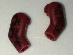 Arm, (Matching Left and Right) Pair with Black Brocade Pattern / Dark Red