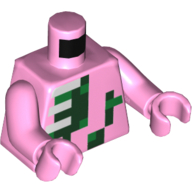 Lego Torso Pixelated Green, Dark Green, and White Squares Print, Bright Pink Arms and Hands / Bright Pink