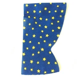 Duplo Curtain Left, with Yellow Stars Print / Dark Blue