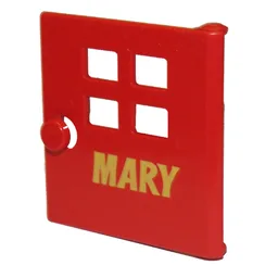Duplo Door / Window with Four Windows Narrow and 'MARY' Print / Red