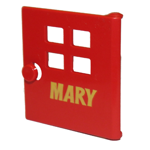 Lego Duplo Door / Window with Four Windows Narrow and 'MARY' Print / Red