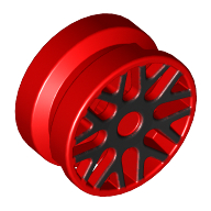 Lego Wheel 11 x 6 with 8 'Y' Spokes and Black Outline / Red