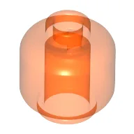 Minifig Head [Plain] [Vented Stud - 2 Holes] / Trans-Neon Orange