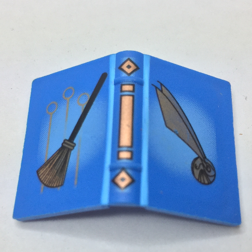 Lego Book 2 x 3 with Quidditch Broom and Golden Snitch Print / Blue
