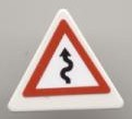 Lego Road Sign 2 x 2 Triangle with Clip with Curved Road with Arrow Pattern (Sticker) - Set 8124
