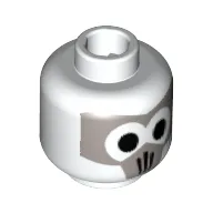 Minifig Head Firebender (Avatar), Gray Mask with Black Eyes Print [Blocked Open Stud] / White