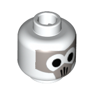 Lego Minifig Head Firebender (Avatar), Gray Mask with Black Eyes Print [Blocked Open Stud] / White