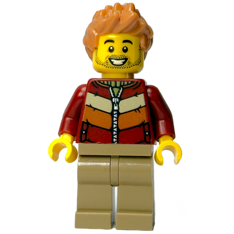 Lego Dark Red Torso, Dark Tan Legs, Medium Nougat Hair