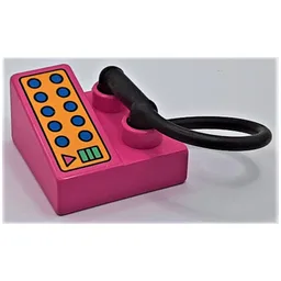 Duplo Telephone on Brick 2 x 2 with Blue, Green, and Pink Buttons Print / Medium Dark Pink