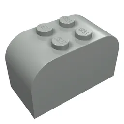 Brick Curved 2 x 4 x 2 Double [Plain] / Light Gray