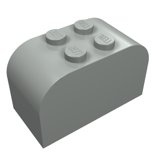 Lego Brick Curved 2 x 4 x 2 Double [Plain] / Light Gray