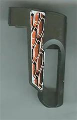 Technic, Panel Fairing # 5 Small Short, Large Hole, Side A with White, Black, and Orange Hexagons Pattern (Sticker) - Set 8471