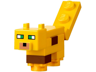 Lego Minecraft Ocelot (Bright Light Orange Plate, Round 1 x 1 with Flower Edge Feet) - Brick Built