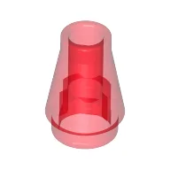 Cone 1 x 1 [No Top Groove] / Trans-Red