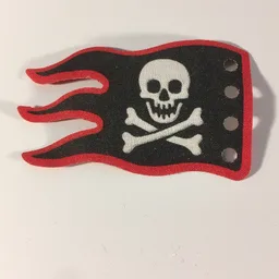 Flag 8 x 5 Wave with Red Border and Skull and Crossbones Print / Black