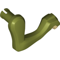 Lego Animal Body Part, Dinosaur, Raptor Arm / Leg, Right, Tan Claws Print / Olive Green