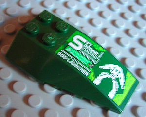 Lego Wedge 6 x 4 Triple Curved with Green and White Spy Drone Pattern (Sticker) - Set 8114