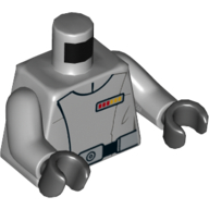 Lego Torso Jacket with Black Belt and Rank Badge Print (Imperial Officer), Light Bluish Gray Arms, Black Hands / Light Bluish Gray