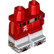 Lego Hips with Red Legs and White Boots Pattern with Black Belt, Silver Belt Buckle, Chinese Character (Sky), Bright Light Orange Lines, Wings, Sneakers print