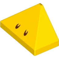 Brick Sloped 45° 2 x 1 Triple with Reddish Brown Marks (Nostrils) Print / Yellow