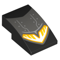 Lego Brick Curved 3 x 2 No Studs with Dark Bluish Grey Plating, Headlight print / Black
