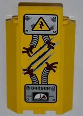 Panel 3 x 3 x 6 Corner Wall without Bottom Indentations with Electricity Danger Sign, 2 Ripped Cables, 'DANGER' and Gauge Pattern (Sticker) - Set 5887
