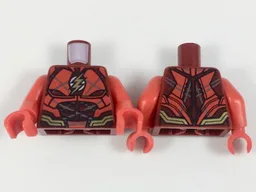 Torso Armor with Red Panels, Gold Belt and Lightning Logo Pattern / Red Arms / Red Hands