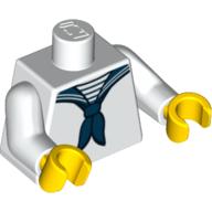Lego Torso Sailor Uniform with Blue Scarf Print, White Arms, Yellow Hands / White