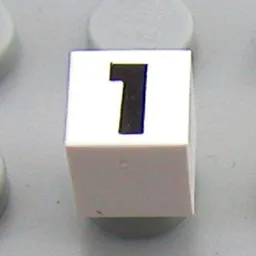 Modulex Tile 1 x 1 with Black '1' Print with No Lining / Modulex White