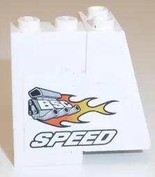 Stickered Assembly 4 x 2 x 3 1/3 with Engine, Flames, 'BSC', and 'SPEED' Pattern Model Left Side (Sticker) - Set 8154