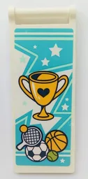 Flag 7 x 3 with Bar Handle with Stars, Trophy, Tennis Racket, Basketball, Soccer and Tennis Balls Pattern (Sticker) - Set 41338