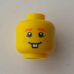 Minifig Head Easter Bunny Guy, Orange Eyebrows, Orange Freckles and Rabbit Teeth