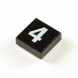 Tile 1 x 1 with White '4' Print